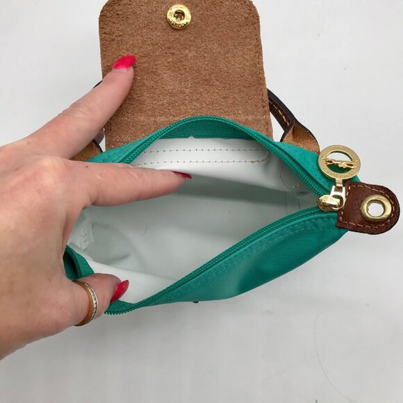 Longchamp Turquoise Nylon Le Pliage Mini Pouch - Picture 10 of 11